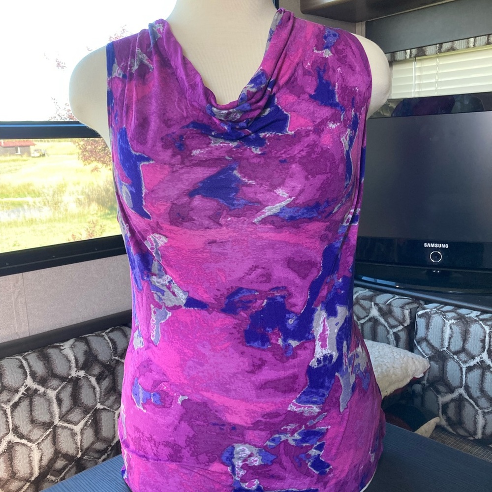 Mossimo Purple Cowl Drape Sleeveless Top, 100% Rayon, Large, EUC